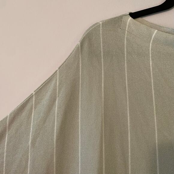 Planet by Lauren G Gray Green Striped Pullover Sweater Boatneck Women's One Size - Picture 3 of 8